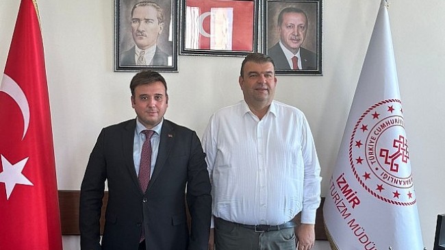 Seferihisar Belediye Başkanı İsmail Yetişkin göreve yeni başlayan İzmir İl Kültür Turizm Müdürü Fahrettin Kerem Çevik’i ziyaret etti