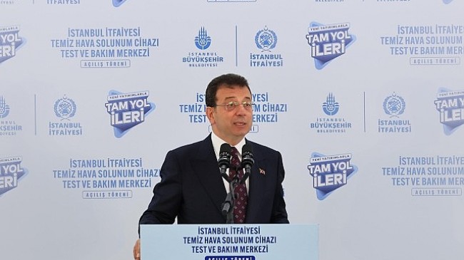 Ekrem İmamoğlu, İstanbul İtfaiyesi’ni dışa bağımlı olmaktan kurtaracak ‘Temiz Hava Solunum Cihazı Test ve Bakım Merkezi’ açılışında konuştu