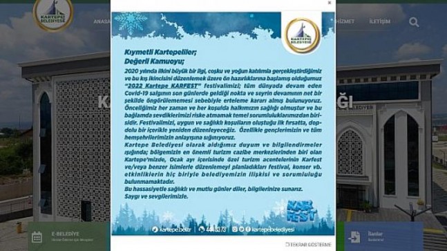 Kartepe Belediyesi’nden KARFEST 2022 açıklaması